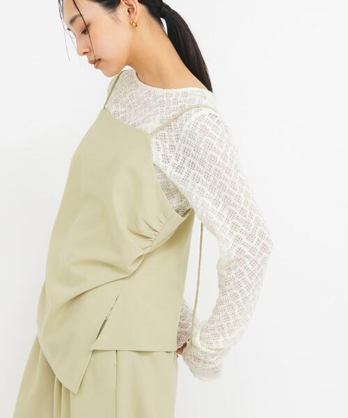 KBF（ケイビーエフ）の「シュリンクレーストップス（Tシャツ/カットソー・レディース・ベージュ/アイボリー/ブラック・ONE）」の6枚目の写真