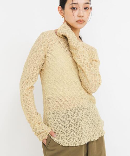 KBF（ケイビーエフ）の「シュリンクレーストップス（Tシャツ/カットソー・レディース・ベージュ/アイボリー/ブラック・ONE）」の22枚目の写真