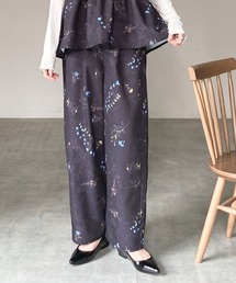 フラワープリント ストレート ワイド 花柄パンツ
