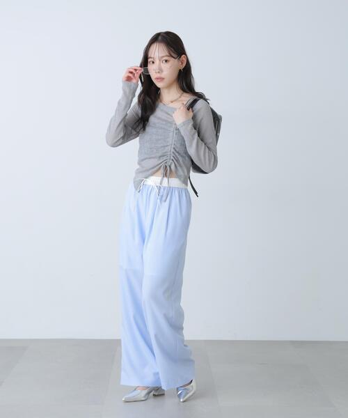 FREE'S MART（フリーズマート）の「◆シアーストライプワンショルシャーリングカットソー（Tシャツ/カットソー・レディース・グレー/ブラック/ホワイト・FREE）」の22枚目の写真