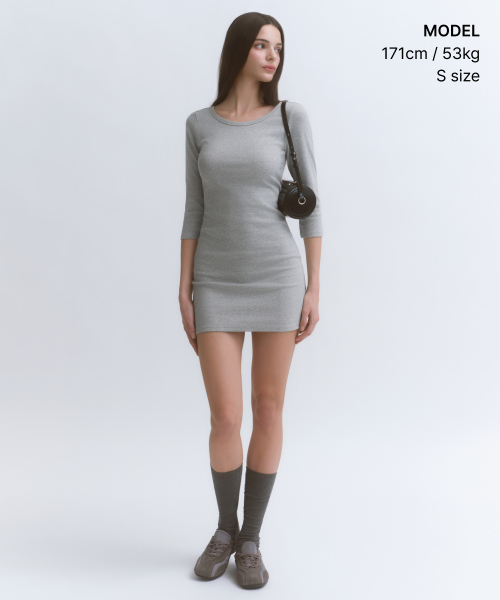 MUSINSA STANDARD WOMAN（ムシンサスタンダードウーマン）の「ウィメンズジャージミニドレス [ミディアムグレー]（ワンピース・レディース・その他・X-SMALL/SMALL/MEDIUM/LARGE）」の2枚目の写真