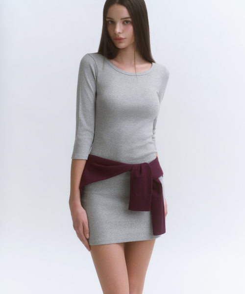 MUSINSA STANDARD WOMAN（ムシンサスタンダードウーマン）の「ウィメンズジャージミニドレス [ミディアムグレー]（ワンピース・レディース・その他・X-SMALL/SMALL/MEDIUM/LARGE）」の3枚目の写真