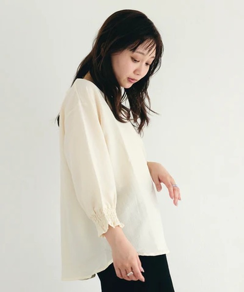 merrylatte(メリーラテ)の「シャーリングスリーブブラウス【IROHANI】(シャツ/ブラウス・レディース・グリーン/ブラック/ホワイト・FREE)」の14枚目の写真