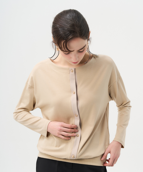 DE PERI MERA（ペリー メラ）の「長袖ブラウスカーディガン型Tシャツ（ダークベージュ）（Tシャツ/カットソー・レディース・その他・FREE）」の5枚目の写真