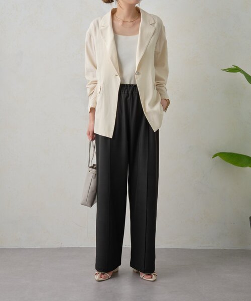 Jena espace merveilleux（ジェナ　エスパスメルヴェイユ）の「【高身長パンツ】スタッズポケットイージーパンツ（その他パンツ・レディース・アイボリー/ブラック/ベージュ・FREE）」の2枚目の写真