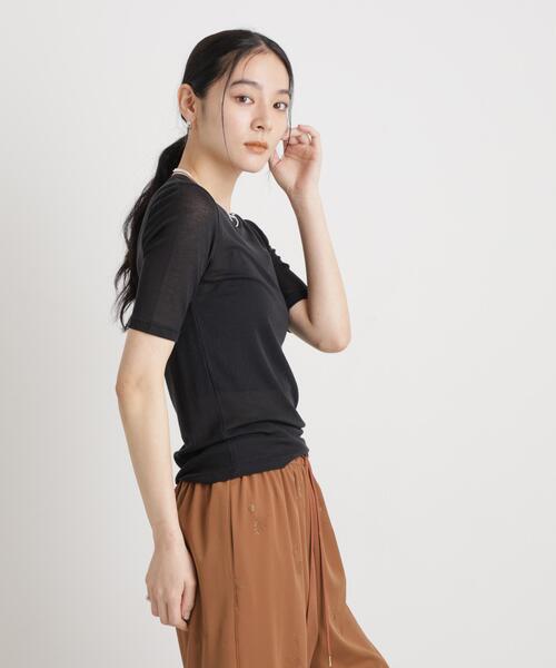 NANO universe(ナノユニバース)の「シアーツイストフライスTシャツ(Tシャツ/カットソー・レディース・ブラック/ホワイト/パープル・S/M)」の5枚目の写真