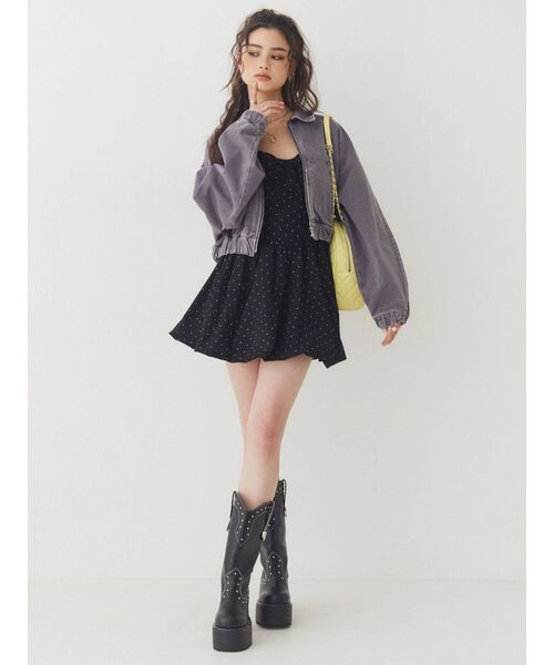 EVRIS(エヴリス)の「ヴィンテージライクデニムショートブルゾン 春服(デニムジャケット・レディース・ブルー/ブラック・FREE)」の9枚目の写真