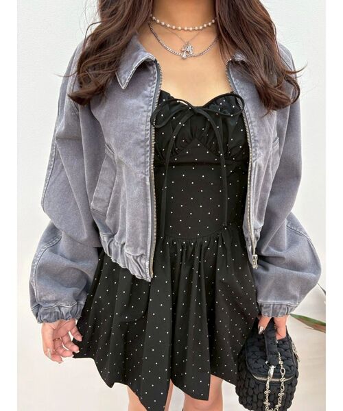 EVRIS(エヴリス)の「ヴィンテージライクデニムショートブルゾン 春服(デニムジャケット・レディース・ブルー/ブラック・FREE)」の21枚目の写真