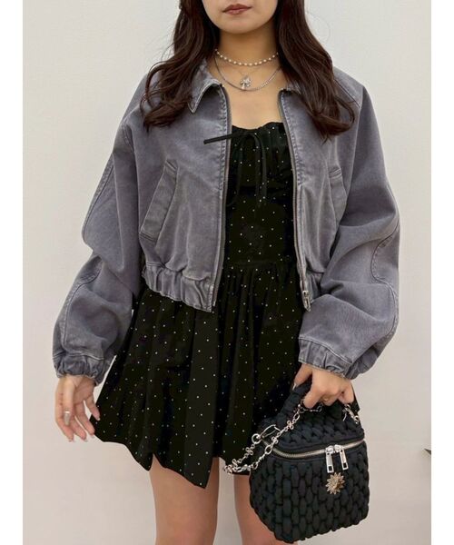EVRIS(エヴリス)の「ヴィンテージライクデニムショートブルゾン 春服(デニムジャケット・レディース・ブルー/ブラック・FREE)」の22枚目の写真