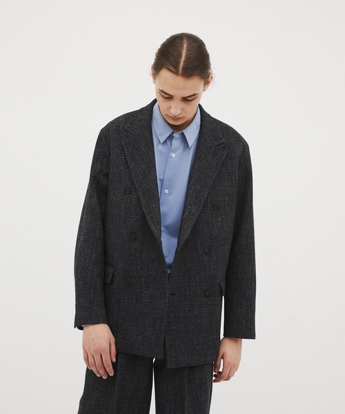 CITY TOKYO(シティトウキョウ)の「【CITY TOKYO/シティートーキョー】Giolica tweed ダブルブレザー(テーラードジャケット・メンズ・ベージュ/ブラック・2/1)」の5枚目の写真