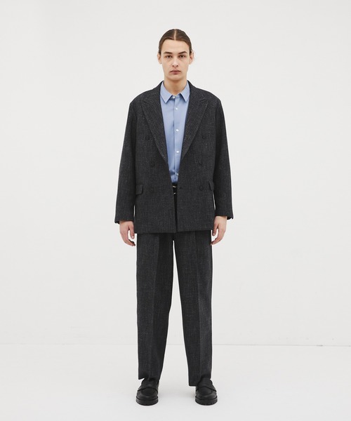 CITY TOKYO(シティトウキョウ)の「【CITY TOKYO/シティートーキョー】Giolica tweed ダブルブレザー(テーラードジャケット・メンズ・ベージュ/ブラック・2/1)」の6枚目の写真