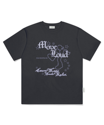 ムーブラウドプリントオーバーサイズ半袖Tシャツチャコール
