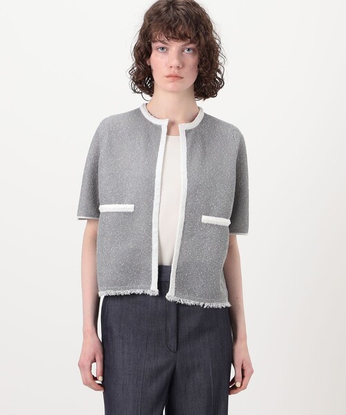 BALLSEY(ボールジィ)の「ダブルフェイスノット ハーフスリーブカーディガン(カーディガン/ボレロ・レディース・ホワイト系その他/グレー系その他2・S)」の11枚目の写真