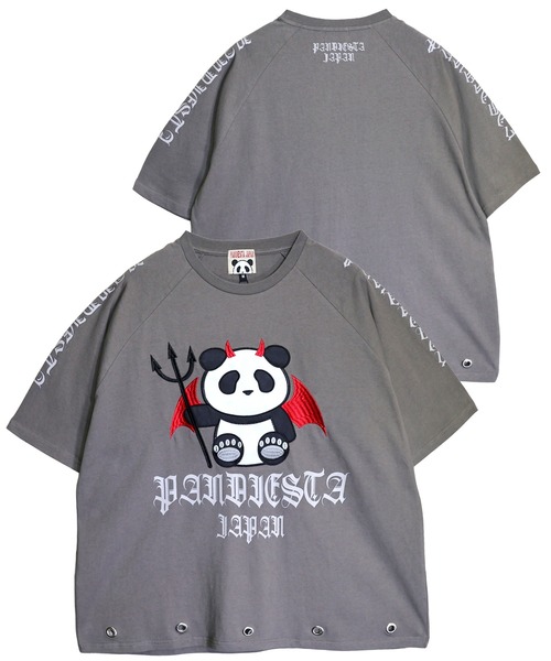PANDIESTA(パンディエスタ)の「デビルパンダさんハトメTシャツ(M2)(Tシャツ/カットソー・メンズ・ブラック/ホワイト/チャコール・XL/L/M)」の3枚目の写真