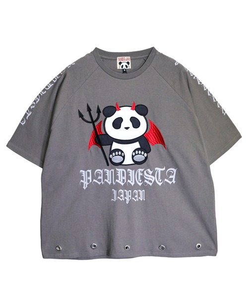 PANDIESTA(パンディエスタ)の「デビルパンダさんハトメTシャツ(M2)(Tシャツ/カットソー・メンズ・ブラック/ホワイト/チャコール・XL/L/M)」の4枚目の写真