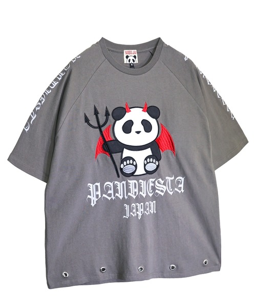 PANDIESTA(パンディエスタ)の「デビルパンダさんハトメTシャツ(M2)(Tシャツ/カットソー・メンズ・ブラック/ホワイト/チャコール・XL/L/M)」の5枚目の写真