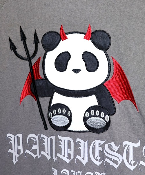 PANDIESTA(パンディエスタ)の「デビルパンダさんハトメTシャツ(M2)(Tシャツ/カットソー・メンズ・ブラック/ホワイト/チャコール・XL/L/M)」の8枚目の写真