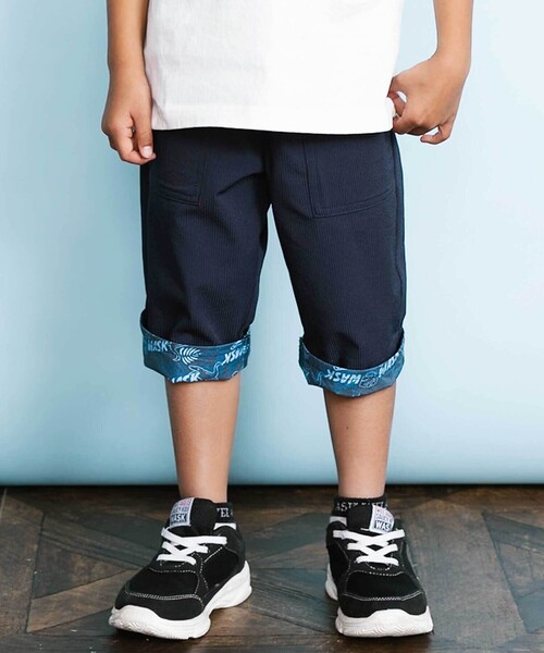 WASK（ワスク）の「6分丈 恐竜プリントコードストレッチパンツ（その他パンツ・キッズ・ネイビー/ベージュ・130cm/160cm/150cm/140cm）」の2枚目の写真