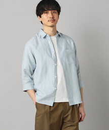 〔LIBECO 〕リネンブロード 7分袖レギュラーカラーシャツ