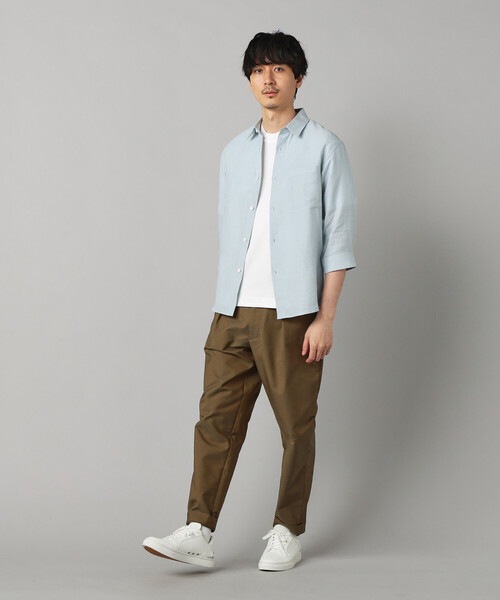 COMME CA MEN(コムサメン)の「〔LIBECO 〕リネンブロード 7分袖レギュラーカラーシャツ(シャツ/ブラウス・メンズ・ブルー/チャコールグレー/サックスブルー・M/L/S)」の13枚目の写真