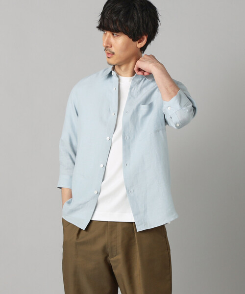 COMME CA MEN(コムサメン)の「〔LIBECO 〕リネンブロード 7分袖レギュラーカラーシャツ(シャツ/ブラウス・メンズ・ブルー/チャコールグレー/サックスブルー・M/L/S)」の14枚目の写真
