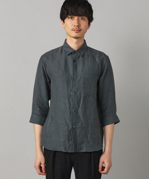COMME CA MEN(コムサメン)の「〔LIBECO 〕リネンブロード 7分袖レギュラーカラーシャツ(シャツ/ブラウス・メンズ・ブルー/チャコールグレー/サックスブルー・M/L/S)」の16枚目の写真