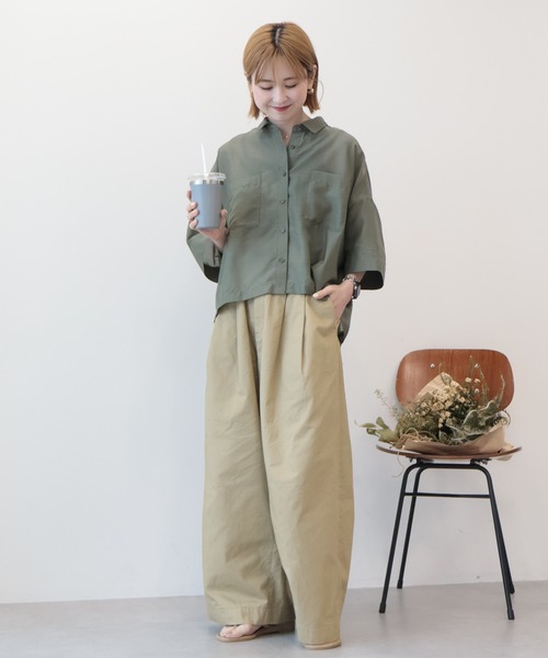 AMERICAN HOLIC(アメリカンホリック)の「【WEB限定】Wポケットシアー半袖シャツ(シャツ/ブラウス・レディース・ライトブルー/カーキ/ブラック/アイボリー/ベージュ・L/M)」の19枚目の写真