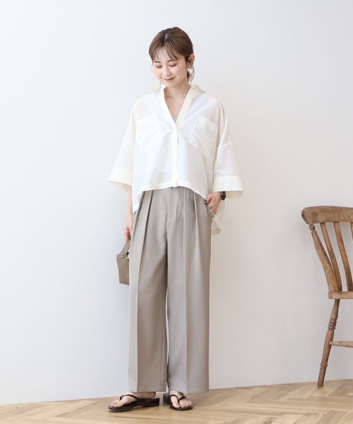 AMERICAN HOLIC(アメリカンホリック)の「【WEB限定】Wポケットシアー半袖シャツ(シャツ/ブラウス・レディース・ライトブルー/カーキ/ブラック/アイボリー/ベージュ・L/M)」の8枚目の写真
