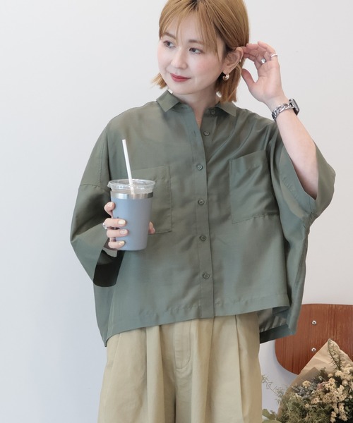 AMERICAN HOLIC(アメリカンホリック)の「【WEB限定】Wポケットシアー半袖シャツ(シャツ/ブラウス・レディース・ライトブルー/カーキ/ブラック/アイボリー/ベージュ・L/M)」の21枚目の写真