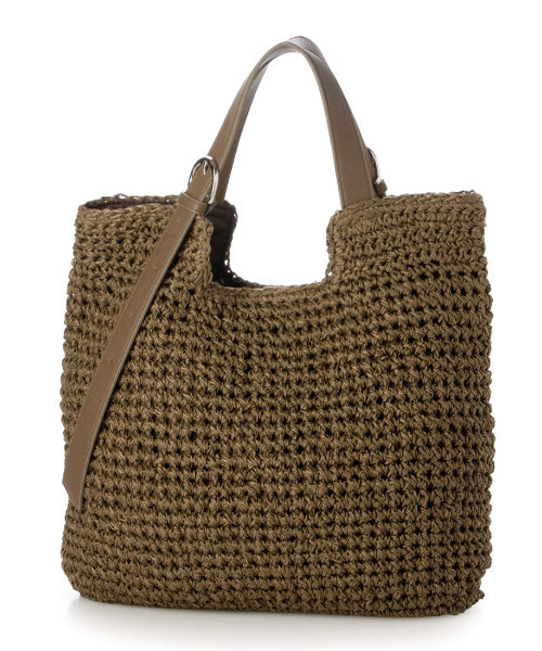 cache cache(カシュ カシュ)の「カシュカシュ cachecache / ベルトハンドルクロッシェトート カゴバッグ(かごバッグ・レディース・ブラウン/グレー/ブラック・FREE)」の1枚目の写真