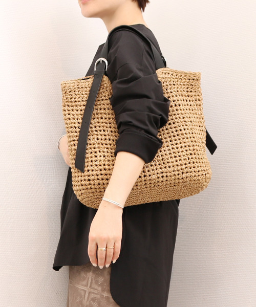 カゴバッグ セール】カシュカシュ cachecache / ベルトハンドルクロッシェトート