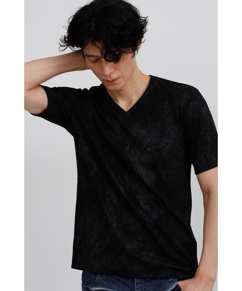 TORNADO MART(トルネードマート)の「TORNADO MART∴ストライプウェーブJQムラ半袖カットソー(Tシャツ/カットソー・メンズ・ライトグレー/ブラック・M/L/LL/XXL)」の1枚目の写真