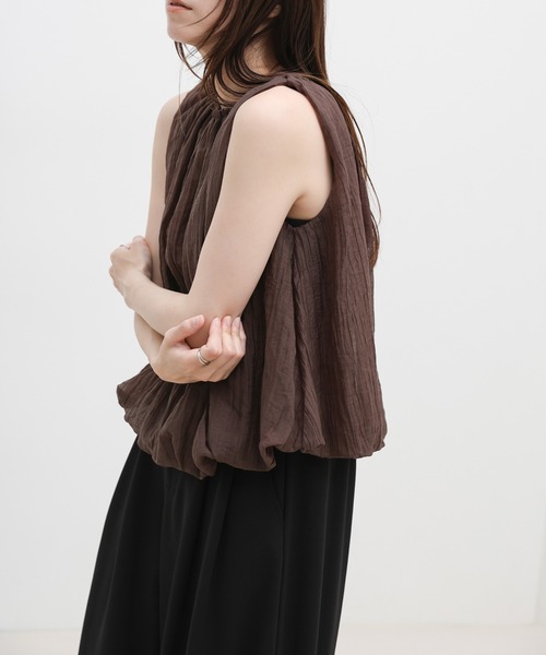 select MOCA(セレクトモカ)の「シアーワッシャーバルーンノースリーブブラウス(シャツ/ブラウス・レディース・ブラウン/ホワイト/ブラック・FREE)」の1枚目の写真