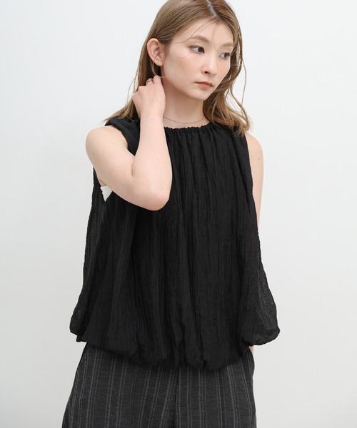select MOCA(セレクトモカ)の「シアーワッシャーバルーンノースリーブブラウス(シャツ/ブラウス・レディース・ブラウン/ホワイト/ブラック・FREE)」の3枚目の写真