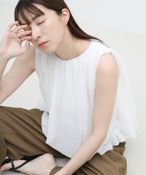 select MOCA(セレクトモカ)の「シアーワッシャーバルーンノースリーブブラウス(シャツ/ブラウス・レディース・ブラウン/ホワイト/ブラック・FREE)」の10枚目の写真