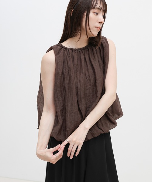select MOCA(セレクトモカ)の「シアーワッシャーバルーンノースリーブブラウス(シャツ/ブラウス・レディース・ブラウン/ホワイト/ブラック・FREE)」の5枚目の写真