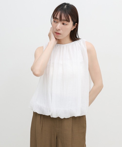 select MOCA(セレクトモカ)の「シアーワッシャーバルーンノースリーブブラウス(シャツ/ブラウス・レディース・ブラウン/ホワイト/ブラック・FREE)」の6枚目の写真