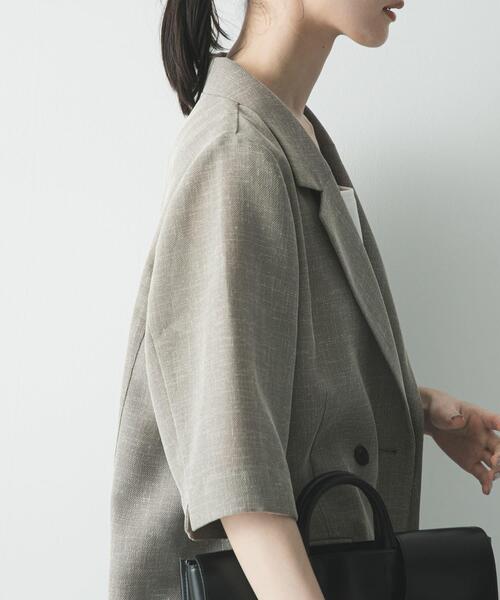 URBAN RESEARCH(アーバンリサーチ)の「シアーメッシュハーフスリーブジャケット(その他アウター・レディース・ベージュ/ブルー系その他/ブラック・FREE)」の14枚目の写真