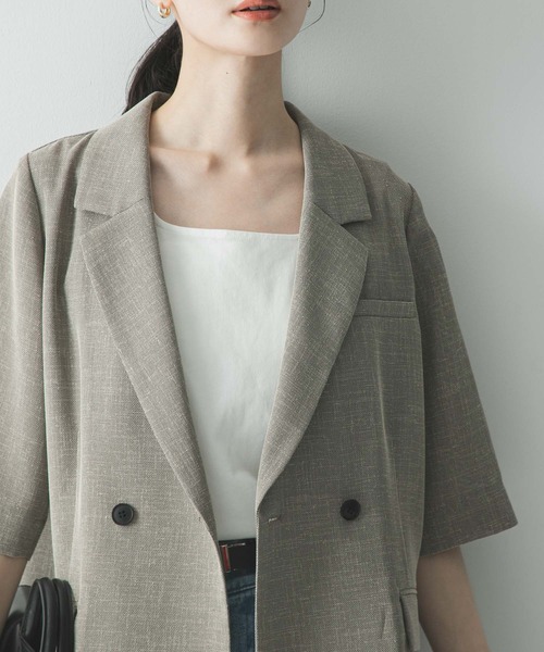 URBAN RESEARCH(アーバンリサーチ)の「シアーメッシュハーフスリーブジャケット(その他アウター・レディース・ベージュ/ブルー系その他・FREE)」の3枚目の写真