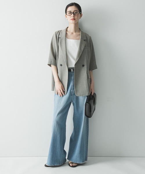 URBAN RESEARCH(アーバンリサーチ)の「シアーメッシュハーフスリーブジャケット(その他アウター・レディース・ベージュ/ブルー系その他・FREE)」の9枚目の写真