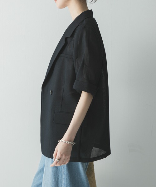 URBAN RESEARCH(アーバンリサーチ)の「シアーメッシュハーフスリーブジャケット(その他アウター・レディース・ベージュ/ブルー系その他・FREE)」の11枚目の写真