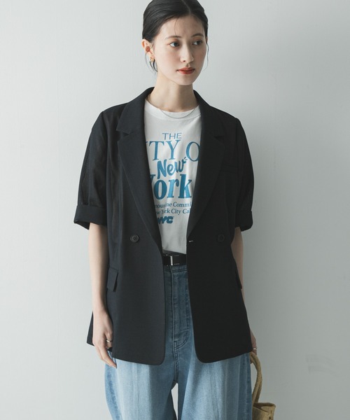 URBAN RESEARCH(アーバンリサーチ)の「シアーメッシュハーフスリーブジャケット(その他アウター・レディース・ベージュ/ブルー系その他・FREE)」の12枚目の写真