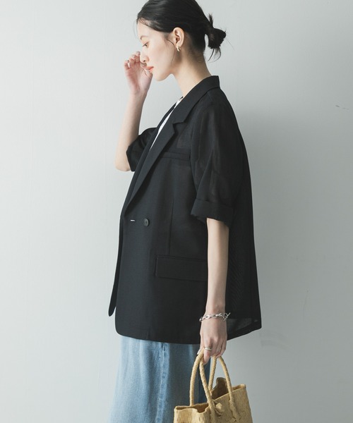 URBAN RESEARCH(アーバンリサーチ)の「シアーメッシュハーフスリーブジャケット(その他アウター・レディース・ベージュ/ブルー系その他・FREE)」の13枚目の写真