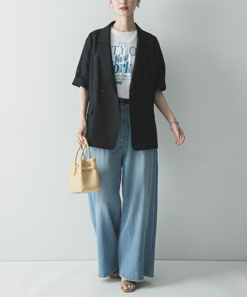 URBAN RESEARCH(アーバンリサーチ)の「シアーメッシュハーフスリーブジャケット(その他アウター・レディース・ベージュ/ブルー系その他・FREE)」の15枚目の写真