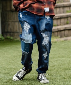 Tulle Distressed Denim Pants/チュールダメージデニム【MAISON