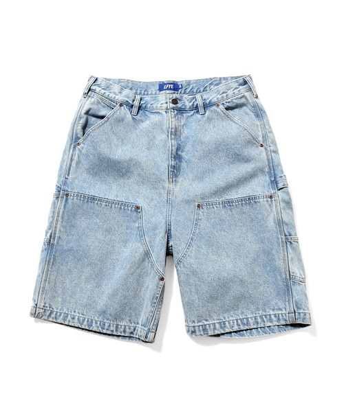 LFYT（エルエフワイティー）の「LFYT ラファイエット - DOUBLE KNEE DENIM PAINTER SHORTS ハーフパンツ LS261302（デニムパンツ・メンズ・インディゴブルー/ライトブルー・34inch/36inch/38inch/32inch）」の9枚目の写真