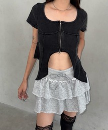 フロントジップデザインヘムT