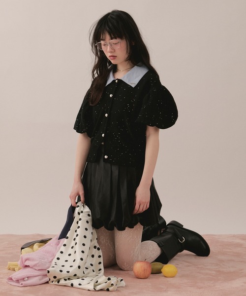 ロワンニュイ loin nuit スパンコールニットセットアップ spangle puff knit / スパンコールパフニット（ニット/セーター