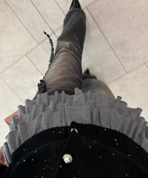 loin nuit（ロワンニュイ）の「spangle puff knit / スパンコールパフニット（ニット/セーター・レディース・ミント/イエロー/ブラック/ピンク・FREE）」の9枚目の写真