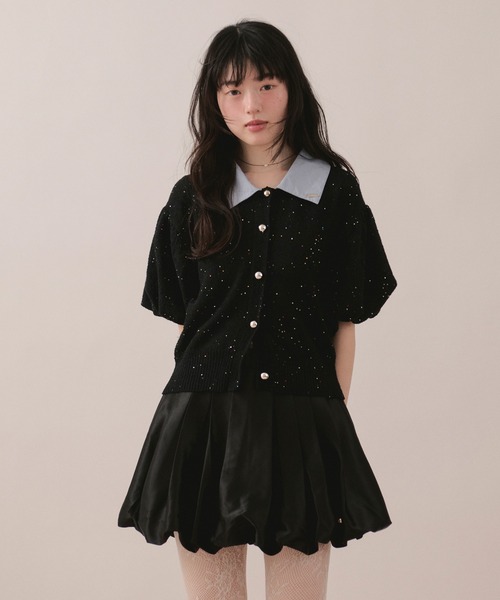 ロワンニュイ loin nuit スパンコールニットセットアップ spangle puff knit / スパンコールパフニット（ニット/セーター